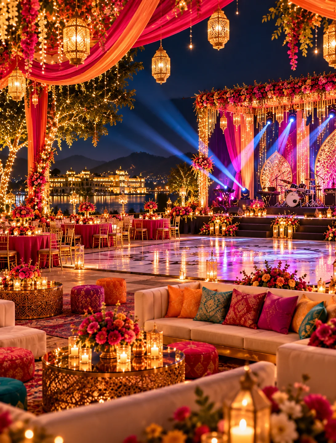 Sangeet night with festive lights